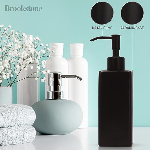 Brookstone BKH1659 Ceramic Soap Dispenser With Metallic Top - Stylish And Modern Liquid Hand Soap Holder For Bathroom Or Kitchen thumb #1