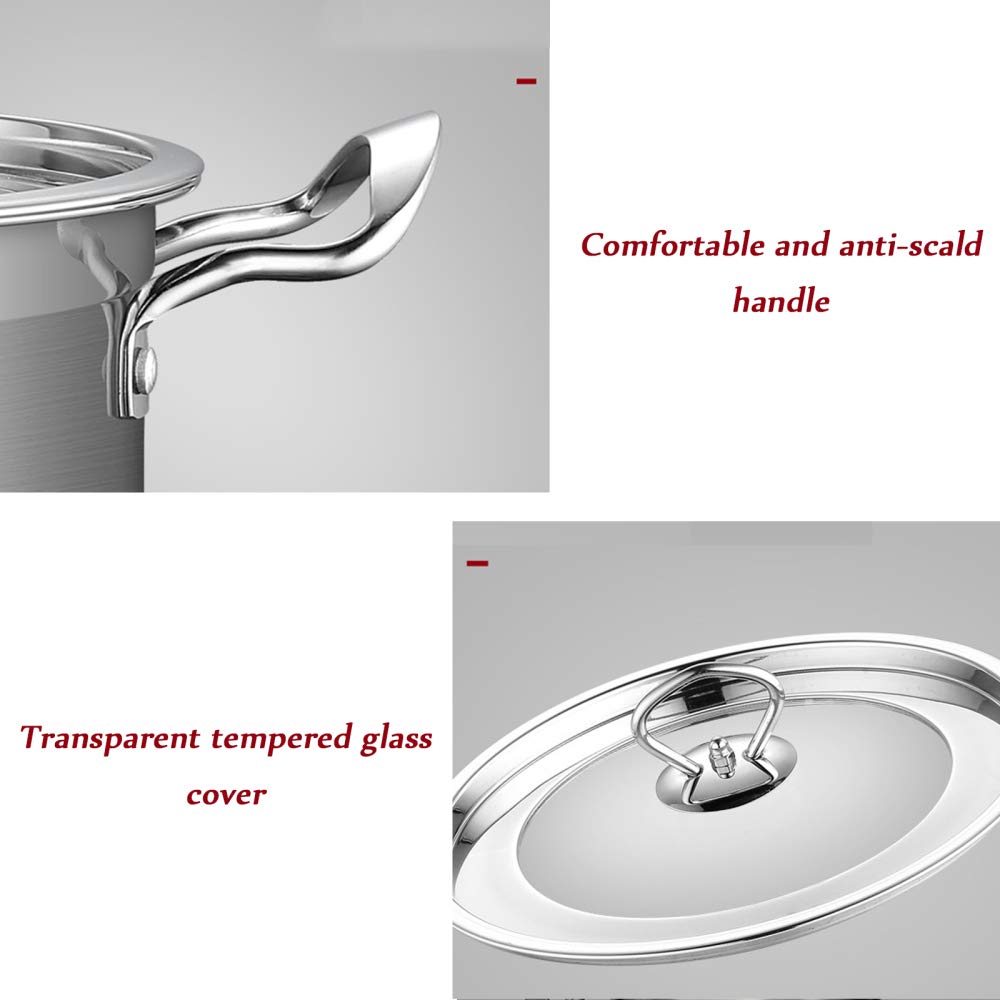 Pentola Cucina, Set pentole padelle, Set pentole antiaderenti a induzione, pentole multifunzionali la Cucina casa con Coperchio in Vetro Manico in Acciaio Inossidabile, 3 Pezzi