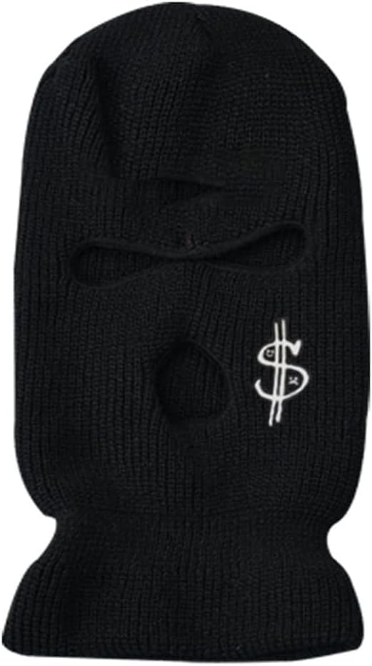 Ski Mask 3 Hole Warm Knit Balaclava Winter Full Face Mask Cover Men Women Embroidery Balaclava for Outdoor Sports