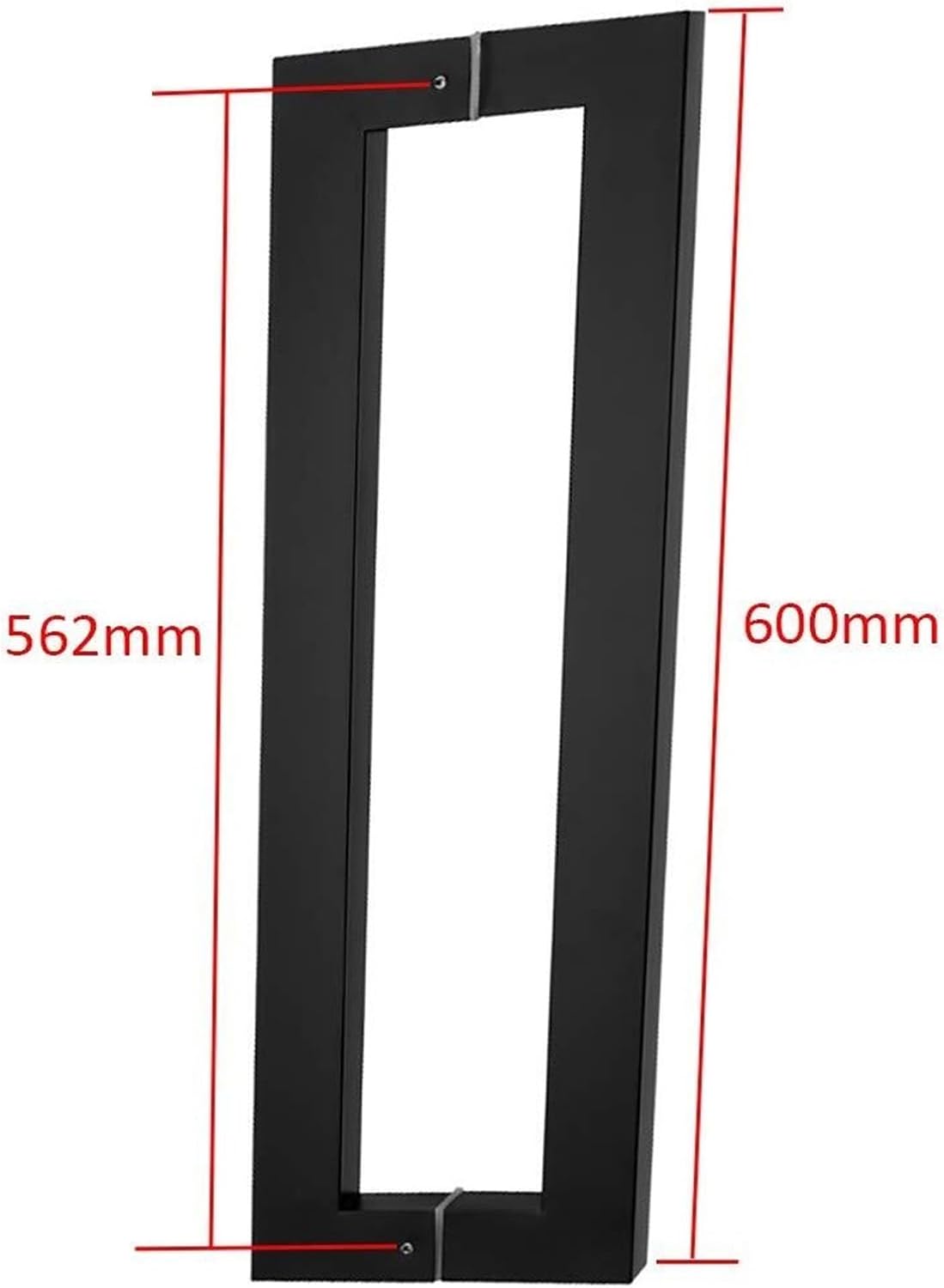 Stainless Steel Black Square Tube Handle Hotel Office Glass Door Handle Wooden Door Sliding Handle-Easy to Install,5 Lengths (Size : 600x562mm)