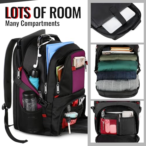 Image of College Backpack, Extra Large Backpacks with USB Charging Port and Luggage Sleeve for Women and Men,TSA Friendly Travel Laptop Backpack,Anti-Theft Business Laptop Backpack Fits 17 Inch Laptops-Purple