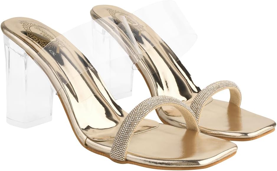 Stylish Trasparent Detailed Block Heels For Women & Girls