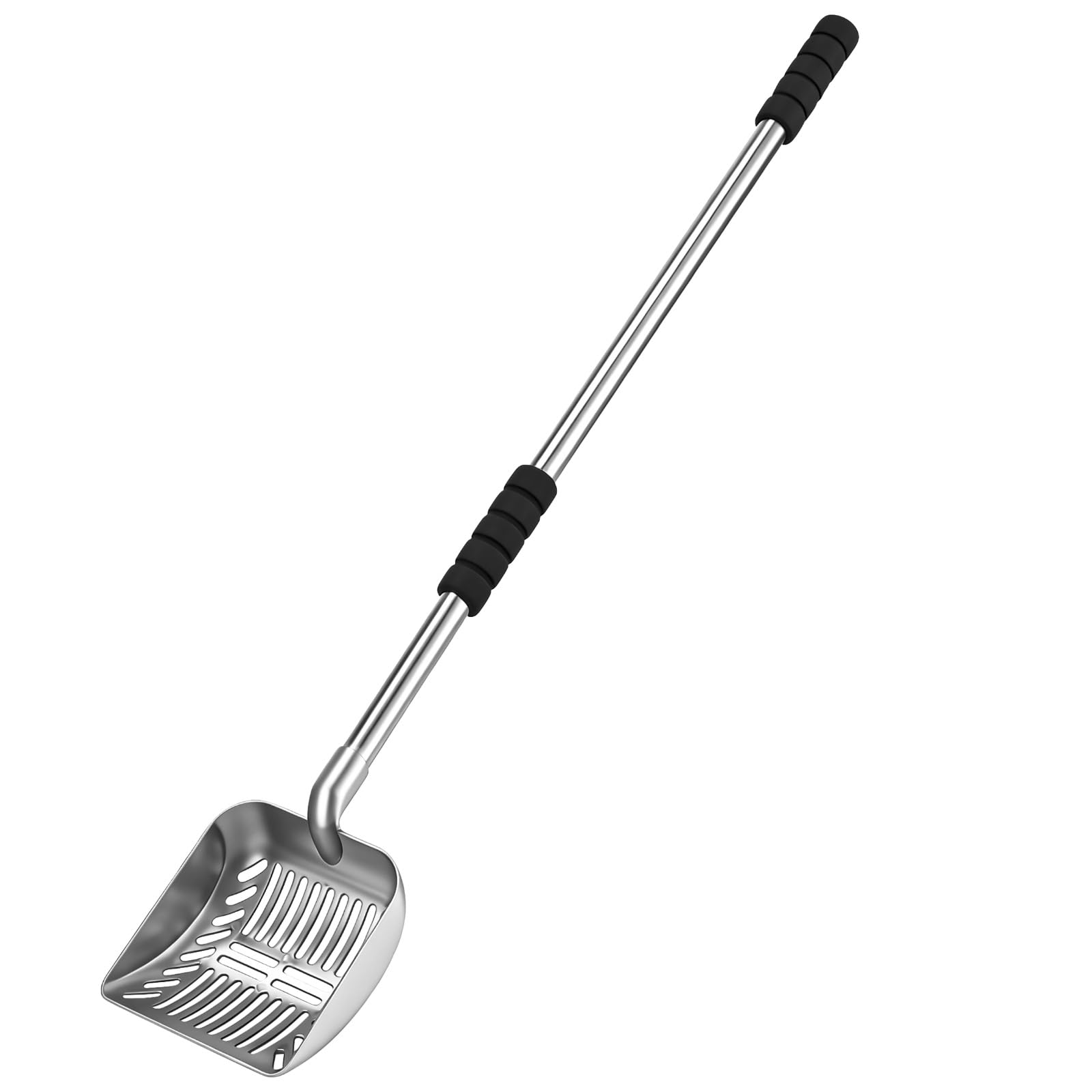Paletta in metallo per lettiera per gatti con manico lungo 81,3 cm, setaccio a rete stretta da 0,6 cm, resistente paletta per rifiuti di animali domestici con impugnatura in schiuma, design staccabile