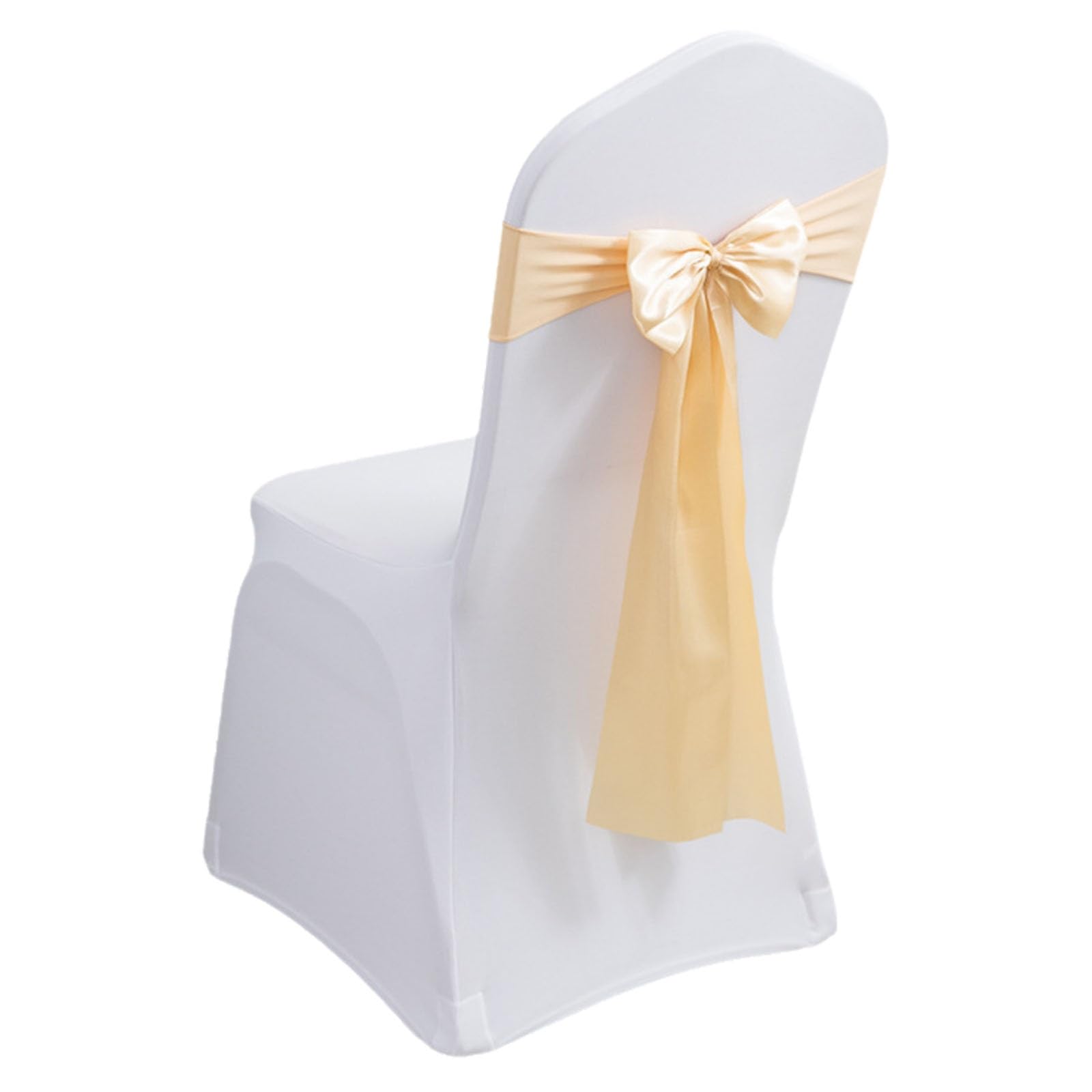 Stretch Chair Sashes, Chair Bows No Need Tied, Polyester Chair Bands, Sashes for Chair Covers for Hotel Wedding Reception Birthday Party Ceremony Decor(Light Champagne,20PCS)