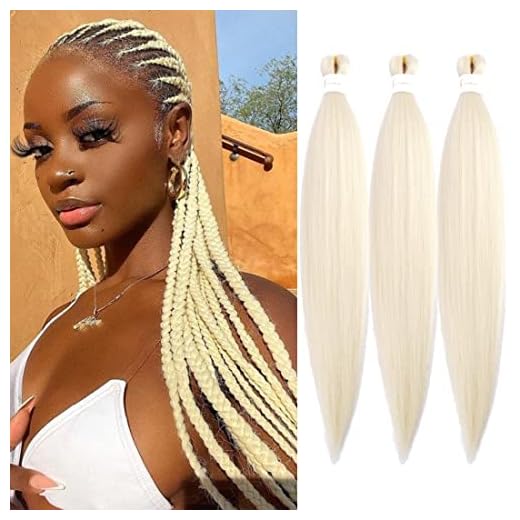 613 Braiding Hair Blonde Braiding Hair Pre Stretched 30 Inch Platinum Blonde Braiding Hair 3 Packs Pre Stretched Braiding Hair Extensions Hot Water Setting Braiding Hair Soft Yaki Braiding Hair (30 Inch (Pack of 3), 613#)