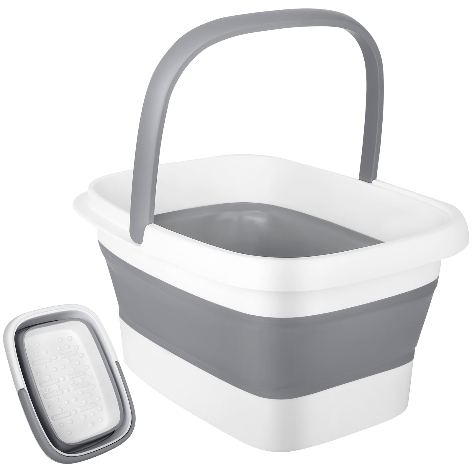 Collapsible Foot Soaking Tub with Massage Rollers Foot Bath Massage Grey Gray