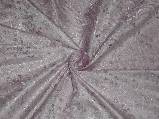 Tissu brocart de soie rose 112 cm BRO385 pour couture robe mariage et décoration haut de gamme