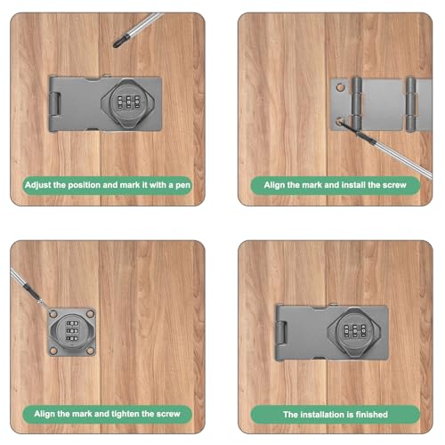 Image of M METERXITY Keyless Combination Lock, 3.78 inch Zinc Alloy Mechanical Password Twist Knob Hasp Locks Latch for Cabinet /Closet /Garage /Drawers /Garden /Bathroom,90 /180 Degree Barn Door Lock [Gray]
