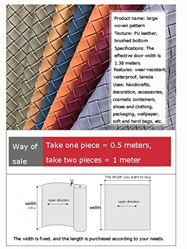 Tissu en cuir artificiel tressé bleu rouleau similicuir PVC relief treillis pour DIY loisirs - 3