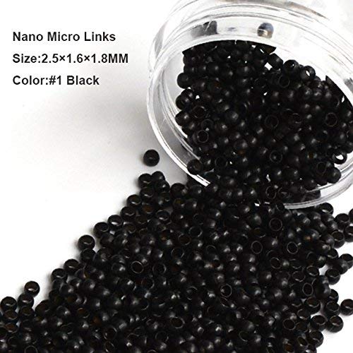 Nano Copper Micro Rings Dreadlock Beads Microlink Nano Micro Tube Ring For Tip/Ring Hair Extensions Link Hair Tools Accessories (#1 Black) #TOP2