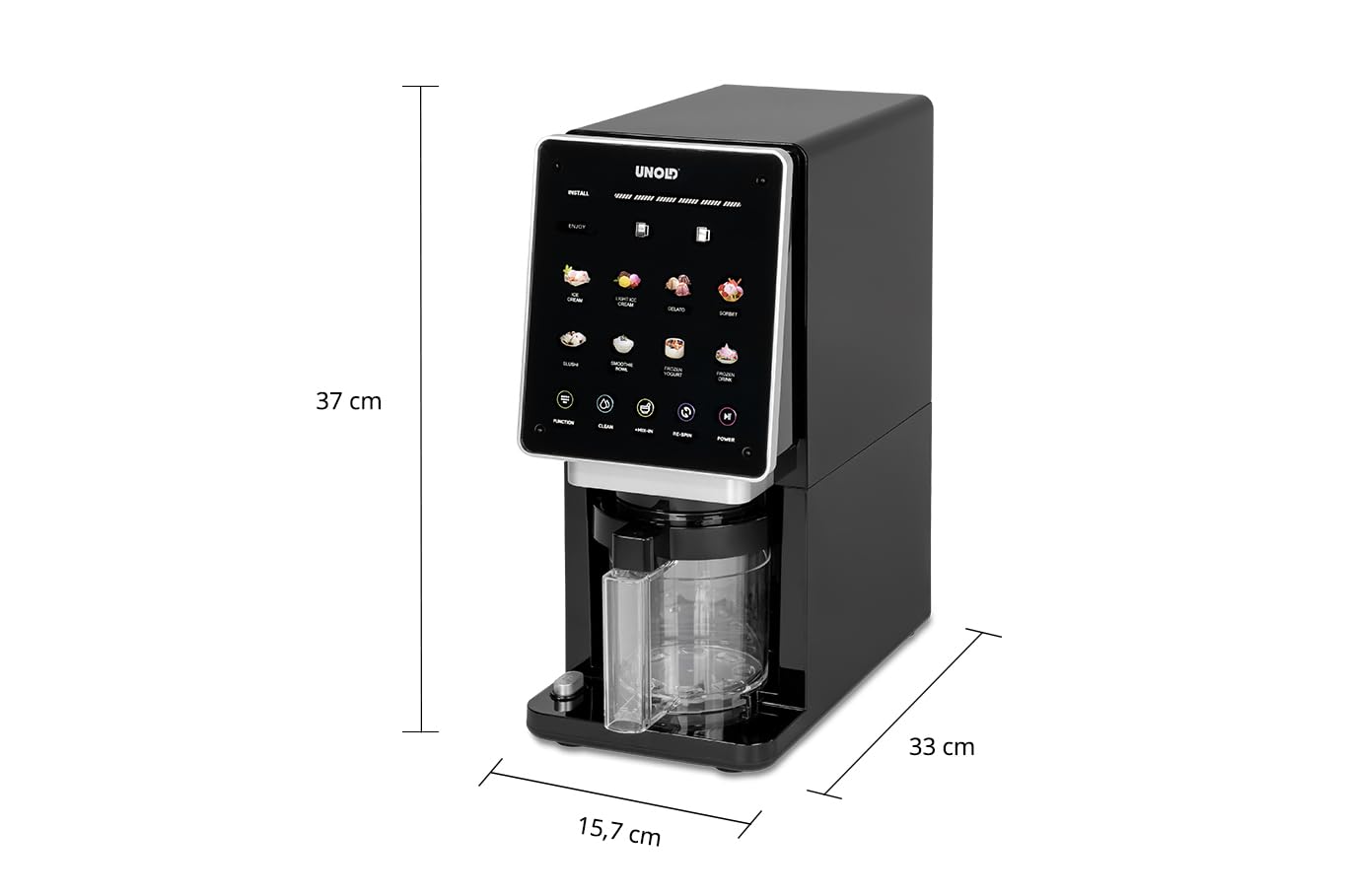 Unold Eismaschine Cream Dream 48805, 3x 500 ml Behälter, 8 Programme, Touchscreen, für Eiscreme, Gelato, Sorbet & Frozen Drinks, entnehmbares Messer