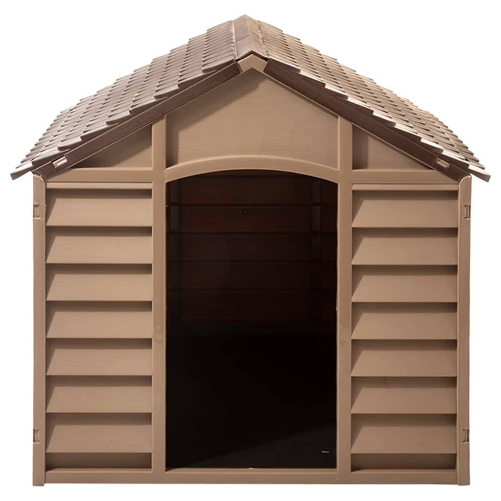 Hundehütte Braun 86x84x82 cm Polypropylen | Regenfestes Dach, Offener Eingang, Leichte Montage, Robustes Material