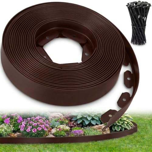 Ediesi, Bordure Jardin extérieur 20 m Flexible, Bordure de Jardin Plastique résistante 5 mm, délimiteur Gazon allées parterres, Installation Facile avec 60...