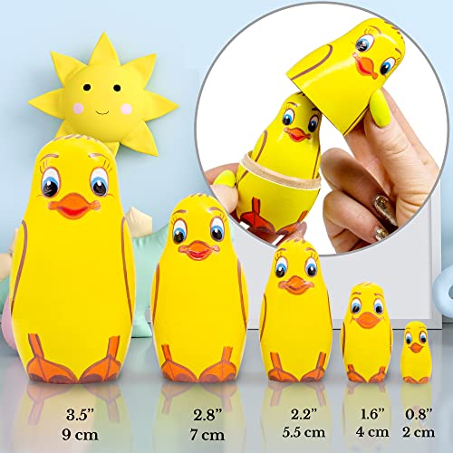 AEVVV Hand Painted Wooden Duckling Nesting Dolls #TOP30