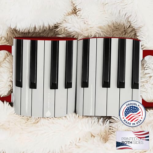 Taza de cerámica con diseño de piano 11oz miniatura 6