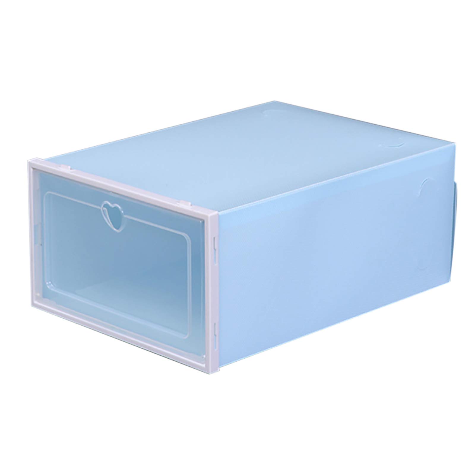 Set di 20 scatole per scarpe in plastica trasparente impilabile con coperchio flip top per scarpe fino alla taglia 52, in PP (blu)