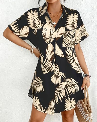 Image of Bsubseach Women Swimsuit Coverup Shirt Dress Button Down Bathing Suit Cover Up Beach Vacation Outfits