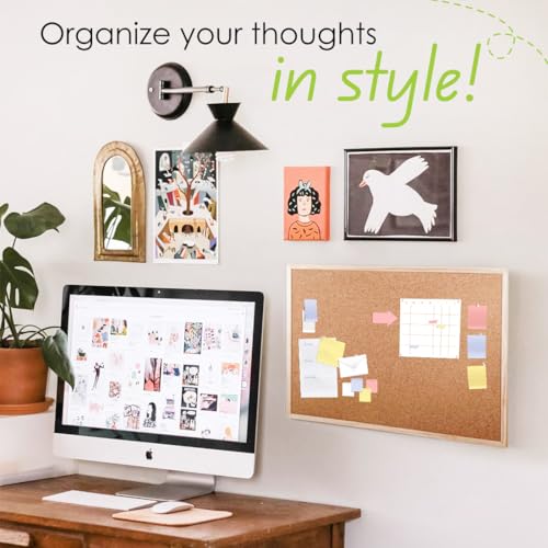 Office Works Cork Bulletin Board with Pinewood Frame, Versatile Wall Mount Cork Board, Ideal for Office, Classroom, and Home Use, Classic Beige, 12" x 18" image 4