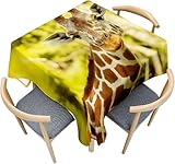 Tizhweqo Mantel Mesa Rectangular Jirafa, Manteles Antimanchas Animales Salvajes, 3D Impresión Mantel Impermeable Lavable para Cocina Salón Comedor, 140x300 cm ZB440