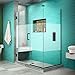 DreamLine Unidoor Plus 49"W x 34-3/8"D x 72" H Hinged Shower Enclosure, Half Frosted Glass Door, Oil Rubbed Bronze Finish Hardware