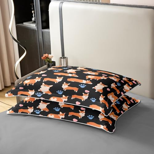 Parure de lit enfant 135x200 motif chien Corgi 100% coton