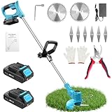 Decespugliatore a Batteria 21V, Tagliabordi a Batteria con 2 Batterie 2,0Ah, 2 Tipi di Lam...