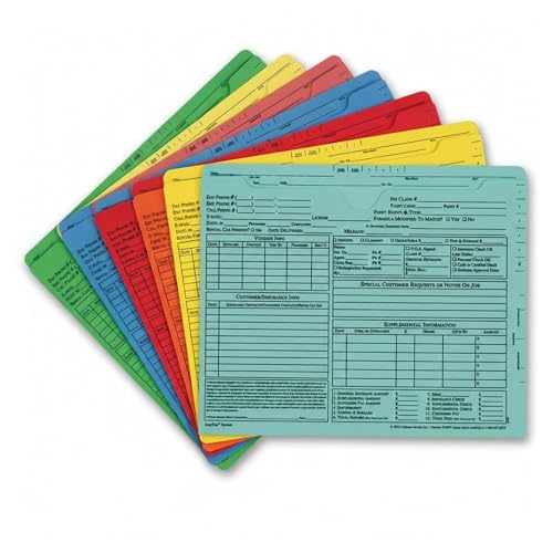Champ EasyTrac Auto Body Repair Heavy Duty Job Jackets, Organizer Folders for Paperwork - Aquamarine File Jackets, 50-Pack