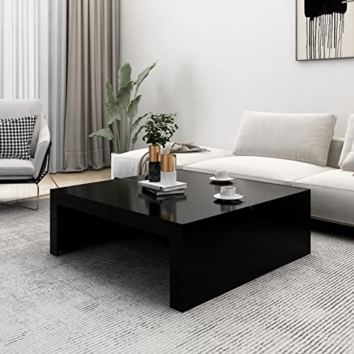 Table basse de salon noire Homgoday 100x100 cm en aggloméré pour bureau