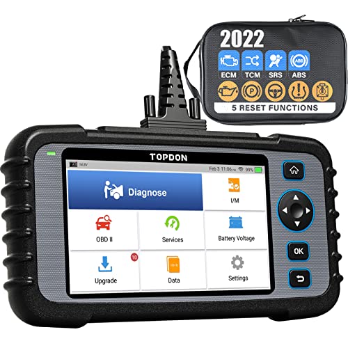 TOPDON Valise Diagnostic Auto ArtiDiag600, Diagnostic Voiture français pour système de Moteur, ABS, SRS, Transmission, Réinitialisation d’Entretien de l’Huile, EPB, SAS, TPMS, Papillon des gaz