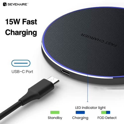 Image of SEVENAIRE W17 Wireless Charger, 15W Fast Charging, Type-C PD | Qi-Certified, for iPhone 13,12,11,X,8 Series, Galaxy S8 to S22 Series, Galaxy Note 20,10,9,8, OnePlus 8pro,9pro,10pro, Pixel 4,5,6