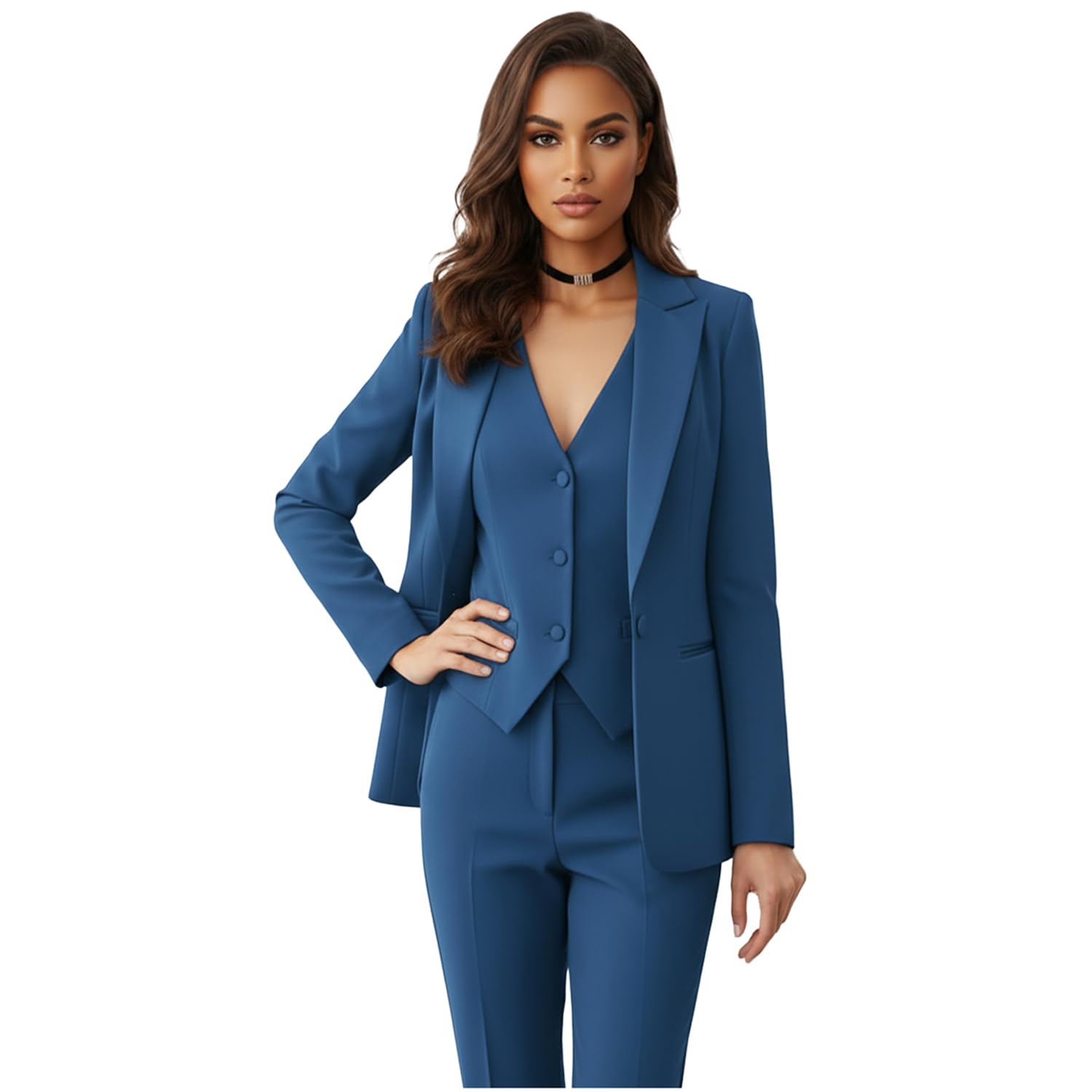 Women's Suiting Pantsuit Business Casual Outfits Women Office Pant Suits 3 Piece Set