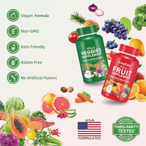 Nature Fruit and Vegetables Capsules,Fruits and Veggies supplements/Vitamins Supplements Dietary Nutritional Balance,Whole Food Supplement with Fruit Vegetable Ingredients Blended Vitamin Mineral