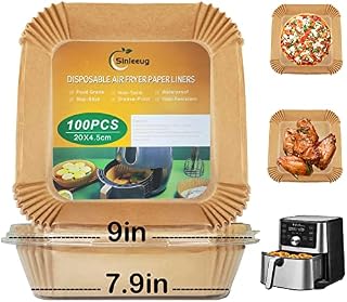 Air Fryer Liners Square,100pcs Air Fryer Paper Liners,7.9in Air Fryer Liners Disposable Parchment Paper,Accessories for Air Fryer,Oven,Steamer, Microwave,Oil-Proof, Water-Proof,Food Grade Paper