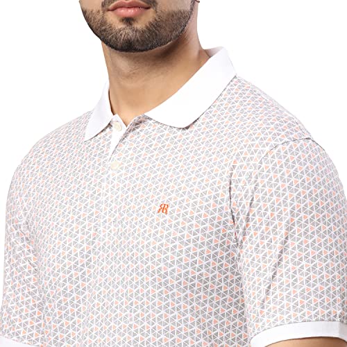 Image of Raymond Men's Pure Cotton Print Pattern Modern Fit Polo Collar Polo Neck Half Sleeve Casual T-Shirt