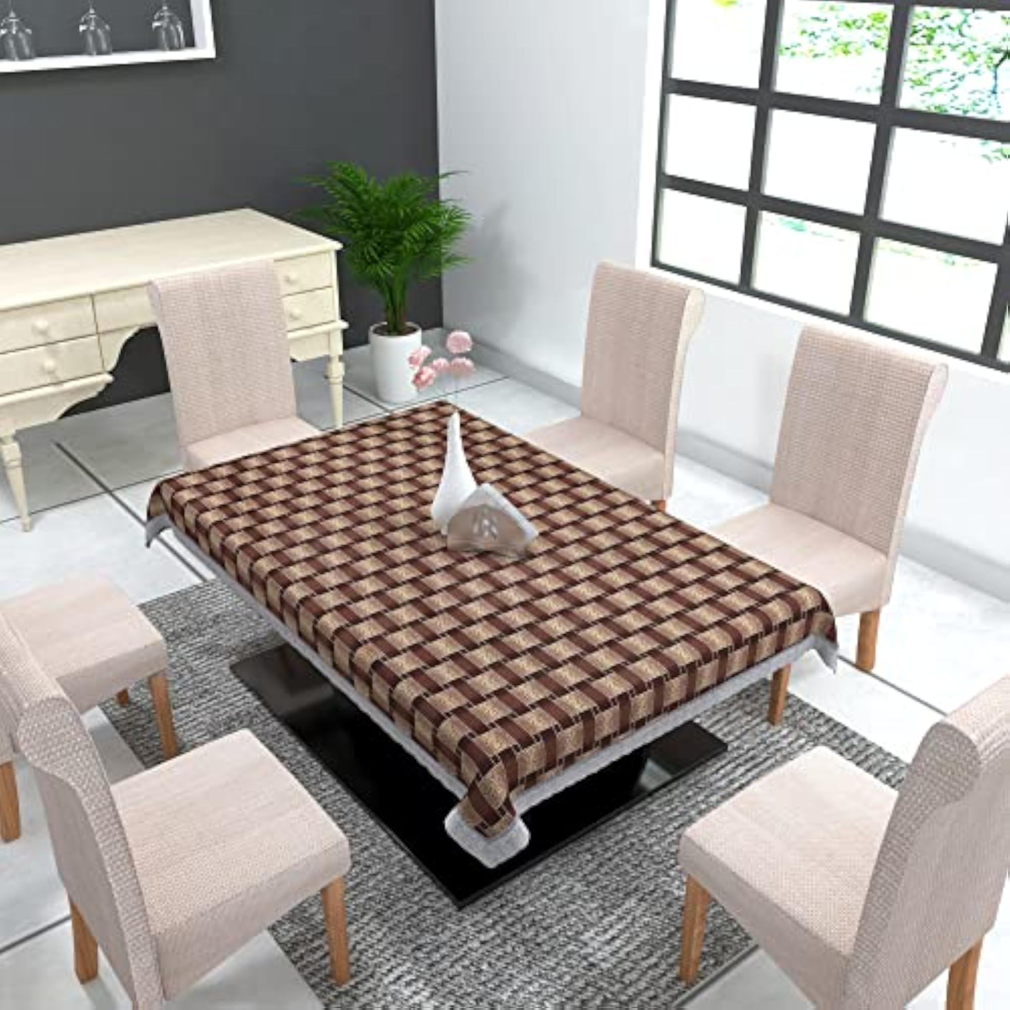 Printed PVC Rectangle 4 Seater Dining Table Cover, 45x70 Inches
