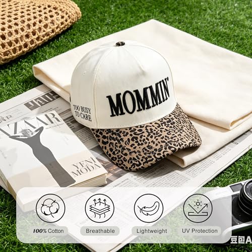 Image of Women's Mommin Trucker Hat - Vintage Two-Tone Ponytail Baseball Cap, Embroidered Adjustable Hat, Great Gift for Mom & Women