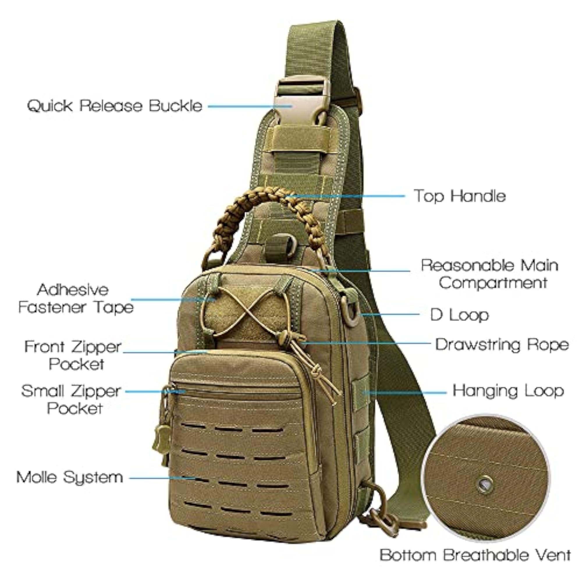 Compact Sling Bag for Outdoor Hiking, Cycling