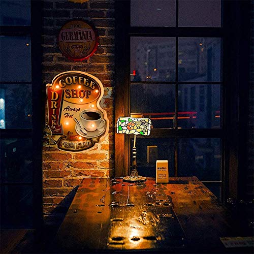 Acoiay Coffee Sign, Wall Hanging Coffee Wall Decor, Vintage Metal Signs Led Lights Coffee Shop Decor, Kitchen Diner Office Living Room Decorations Battery Operated 12 X 15 Inches #TOP3