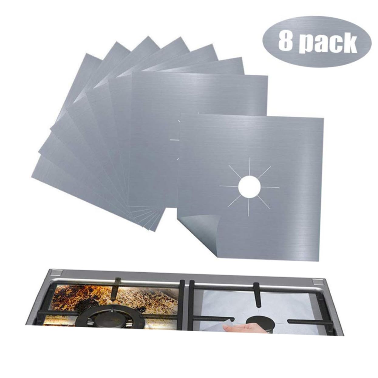DOITOOL 24pezzi Coperture Per Bruciatore Gas Protettori Per Piano Riutilizzabili Tappetini Antiadherent Facili e Installare Compatibili