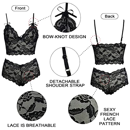 CheChury-Conjunto-Lenceria-Sexy-Mujer-Sujetador-Push-Up-y-Bragas-Babydoll-Encaje-Floral-2-Piezas-Ropa-Interior-Ropa-de-Dormir-Interior-Sexy-Conjunto-de-Lenceria-Mujer-Atractivo-Body-de-Encaje