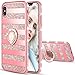 Maxdara Case for iPhone Xs Max Glitter Case Striped Ring Grip Holder Kickstand with Bling Sparkle Diamond Rhinestone Bumper Luxury Pretty Fashion Girls Women XS Max Case 6.5 inch (Rosegold)