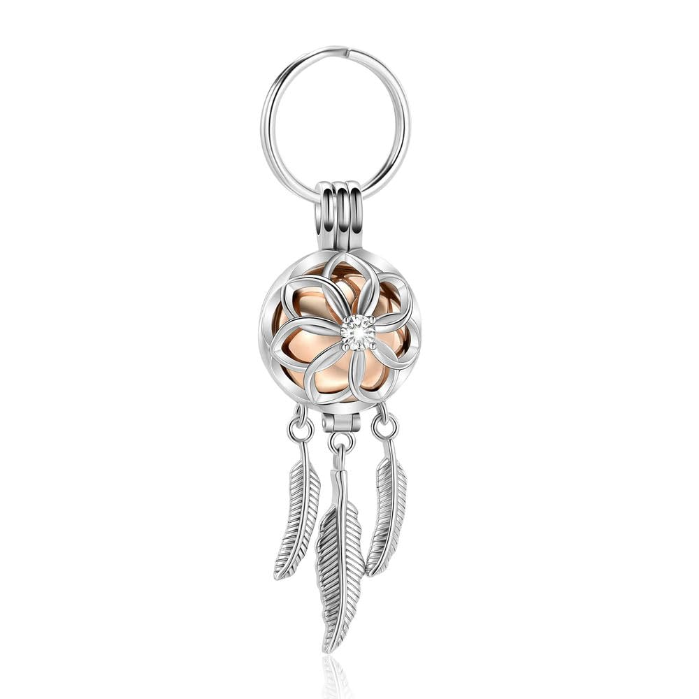 Porte-clés urne lotus en acier inoxydable avec gravure personnalisée
