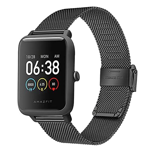 TRUMiRR Reemplazo para Amazfit Bip S/Bip S Lite/GTS Correa de Reloj, Correa de Reloj de Malla de Acero Inoxidable Tejida 20MM Pulsera para Amazfit Bip/Amazfit Bip Lite Smartwatch