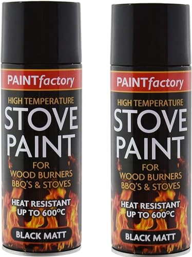 PEBBLE HUG Black Stove Paint, Heat Resistant Coal Black Spray Paint, Matt Black Spray paint for BBQ Grills, Firepits, Excellent Coverage and heat Resistant (400 ML) (Pack of 2)