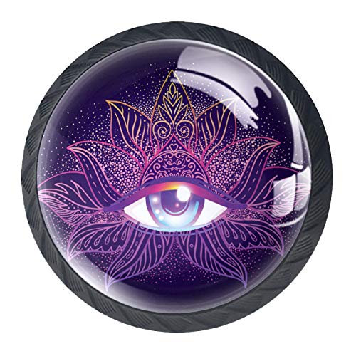 Boutons de meuble violet oeil géométrique pour relooker une commode - 3