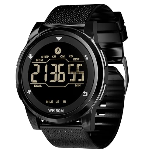 CakCity Digital Sports Watch Ultra-Thin Watches for Men with Black Alloy Dial, Waterproof, Military...
