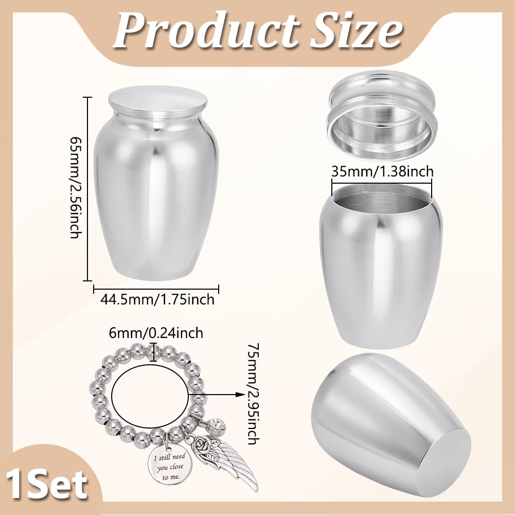 UNICRAFTALE Piccola Urna Per Persone 2.95 (5) cm Metallo Porta Cenere Memoriale Mini Contenitore Per Donne E Uomini Ornamentali Urna Funerale In Alluminio Per Cenere