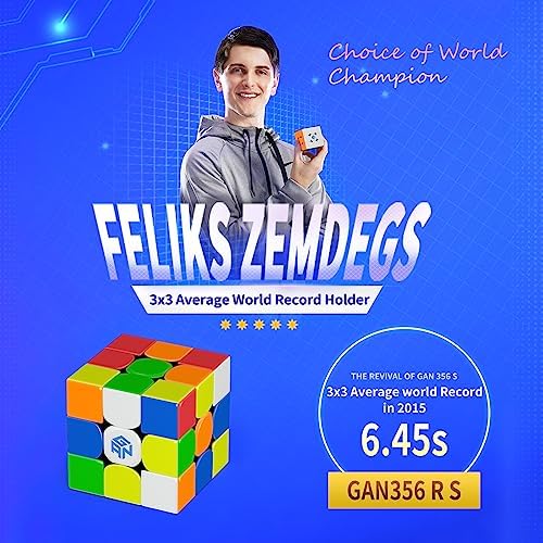 ROXENDA Gan 356 RS Kostka Prędkości, 3x3 Gan 356 RS Stickerless Kostka Prędkości, Gan 3x3 Cube V3 System Magiczna Kostka Dla Początkujących i Profesjonalistów, Ulepszona Wersja Gan 356 R