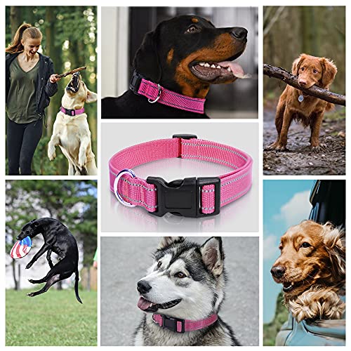 Winchester Reflective Dog Collar for Medium Dogs, Soft Breathable Nylon Pet Collar Adjustable with Buckle, Pink - Image 2