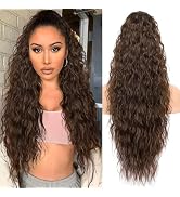 KooKaStyle Ponytail Extensions, 30 Inch Drawstring Clip-on Long Wavy Ponytail Synthetic Curly Hai...
